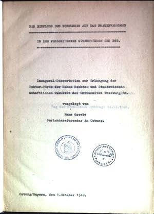 Immagine del venditore per Der Einfluss des Konkurses auf das Frauenverm�gen in den verschiedenen G�terst�nden des BGB venduto da books4less (Versandantiquariat Petra Gros GmbH & Co. KG)