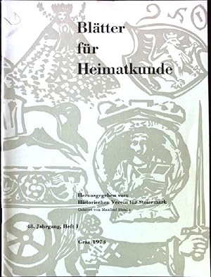 Seller image for Umweltschutzprobleme in den Jahren 1804 und 1890; in: 48. Jahrgang, Heft 1; Die Bltter fr Heimatkunde for sale by books4less (Versandantiquariat Petra Gros GmbH & Co. KG)