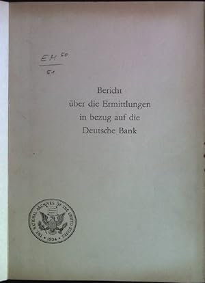 Bild des Verkufers fr Bericht ber die Ermittlungen in bezug auf die Deutsche Bank zum Verkauf von books4less (Versandantiquariat Petra Gros GmbH & Co. KG)