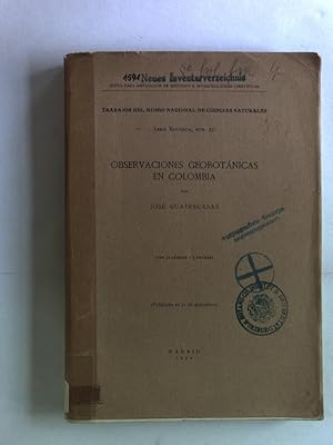 Seller image for Observaciones geobotanicas en Colombia. Trabajos del Museo de Ciencias Naturales: Serie Botanica, Num. 27. for sale by Antiquariat Bookfarm