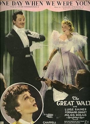 Seller image for One Day When We Were Young: The Great Waltz With Luise Rainer, Fernand Gravet, Miliza Korjus A Metro Goldwyn Mayer Picture [Vintage Piano Sheet Music] for sale by Little Stour Books PBFA Member
