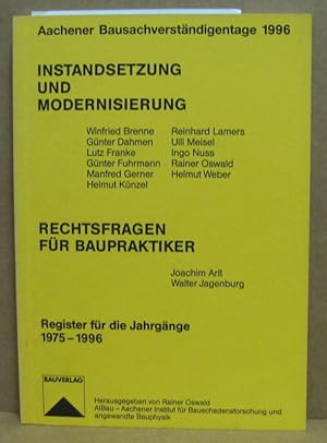 Bild des Verkufers fr Instandsetzung und Modernisierung. (Aachener Bausachverstndigentage 1996) zum Verkauf von Nicoline Thieme