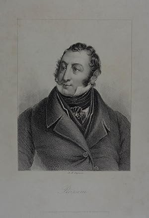 Bild des Verkufers fr Rossini. Stahlstich v. A. H. Payne. Leipzig um 1840, 11 x 8 cm zum Verkauf von Antiquariat Johannes Mller