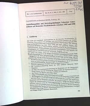 Bild des Verkufers fr Ansiedlungsplne und Betriebsgrndungen Schweizer Unternehmen auf deutscher Hochrheinseite zwischen 1985 und 1990; zum Verkauf von books4less (Versandantiquariat Petra Gros GmbH & Co. KG)