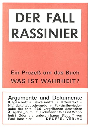 Der Fall Rassinier. e. Prozess um d. Buch Was ist Wahrheit? Dokumentation.