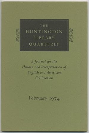 Immagine del venditore per The Huntington Library Quarterly: A Journal for the History of Interpretation of English and American Civilization - February 1974 (Volume XXXVII, Number 2) venduto da Between the Covers-Rare Books, Inc. ABAA