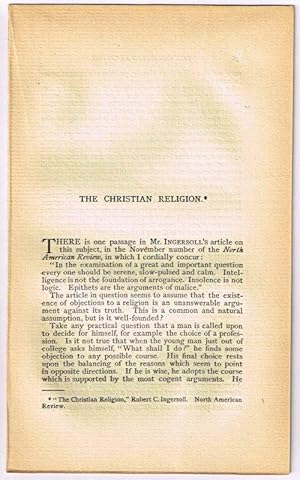 The Christian Religion. [original single article from The American Church Review, Number 136 (Jan...