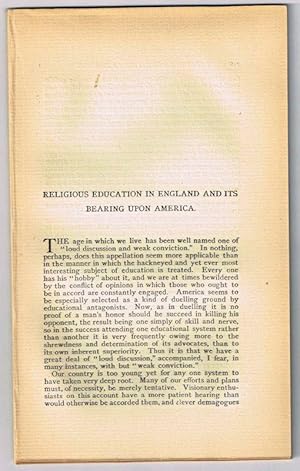 Seller image for Religious Education in England and Its Bearing upon America. [original single article from The American Church Review, Number 136 (January 1882), pp. 145-172] for sale by Cat's Cradle Books