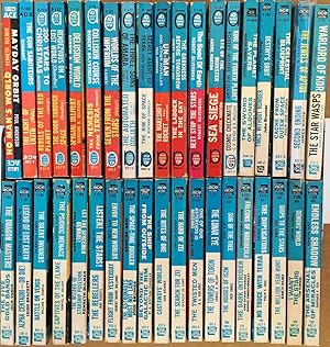 Seller image for ACE DOUBLE SCIENCE FICTION 'F' SERIES COMPLETE IN 38 VOLUMES" : Jewels of Aptor (SIGNED), Captives of the Flame, Door Through Space, Dragon Masters, Planet Savers, Hand of Zei, Cache from Outer Space, Envoy to New Worlds, Others for sale by John McCormick