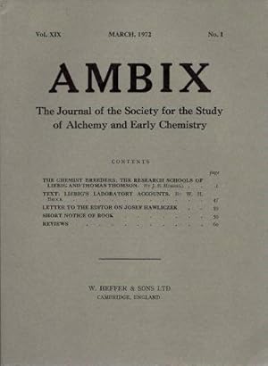 Bild des Verkufers fr AMBIX, VOL. XIX: The Journal of the Society for the Study of Alchemy and Early Chemistry zum Verkauf von By The Way Books