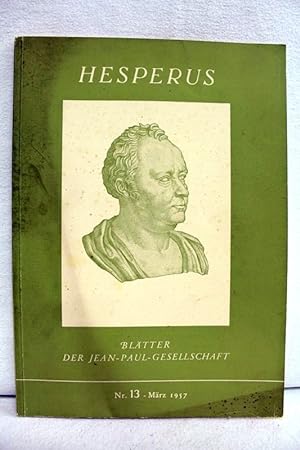 Bild des Verkufers fr Hesperus - Bltter der Jean-Paul-Gesellschaft Nr. 13 - Mrz 1957 zum Verkauf von Antiquariat Bler