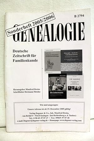 Bild des Verkufers fr Genealogie. Deutsche Zeitschrift fr Familienkunde. Sonderheft 2005/2006. zum Verkauf von Antiquariat Bler