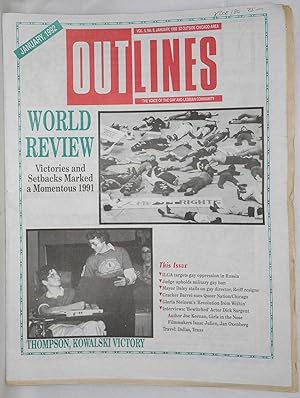 Immagine del venditore per OUTlines: the voice of the gay and lesbian community; [originally Chicago Outlines] vol. 5, #8, January, 1992: World Review: 1991 victories and setbacks [cover story] venduto da Bolerium Books Inc.