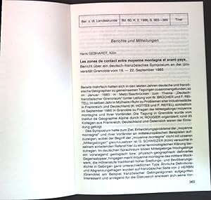 Seller image for Les zones de contact entre moyenne montagne et avant-pays: Bericht ber ein deutsch-franzsisches Symposium an der Universitt Grenoble vom 19.-22. September 1985; for sale by books4less (Versandantiquariat Petra Gros GmbH & Co. KG)