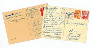 Bild des Verk�ufers f�r 2 eigenh. Postkarten mit U. zum Verkauf von Kotte Autographs GmbH