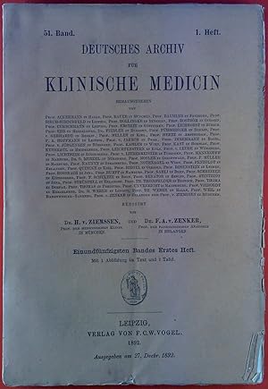 Bild des Verkufers fr Deutsches Archiv fr klinische Medicin. 51. Band / 1. Heft. Heinrich Hochhaus: ueber das Offenbleiben des Ductus Botalli; Gimmel: Scharlach bei Erwachsenen; etc. zum Verkauf von biblion2