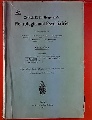 Bild des Verkufers fr Zeitschrift fr die gesamte Neurologie und Psychiatrie. 38. Band: erstes und zweites Heft. Karl Schaffer: ber normale und pathologische Hirnfurchung; etc. zum Verkauf von biblion2