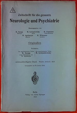 Bild des Verkufers fr Zeitschrift fr die gesamte Neurologie und Psychiatrie. 38. Band: Fnftes (Schlu-) Heft. Dr. Groekettler: ein durch psychogene Erkrankung vorgetuschter Hirntumor; etc. zum Verkauf von biblion2