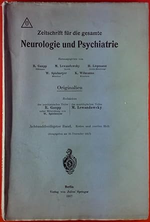 Bild des Verkufers fr Zeitschrift fr die gesamte Neurologie und Psychiatrie. 38. Band: erstes und zweites Heft. Karl Schaffer: ber normale und pathologische Hirnfurchung; etc. zum Verkauf von biblion2