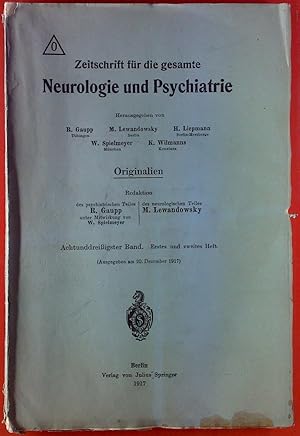 Bild des Verkufers fr Zeitschrift fr die gesamte Neurologie und Psychiatrie. 38. Band: erstes und zweites Heft. Karl Schaffer: ber normale und pathologische Hirnfurchung; etc. zum Verkauf von biblion2