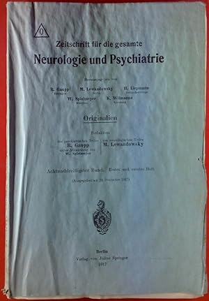 Bild des Verkufers fr Zeitschrift fr die gesamte Neurologie und Psychiatrie. 38. Band: erstes und zweites Heft. Karl Schaffer: ber normale und pathologische Hirnfurchung; etc. zum Verkauf von biblion2