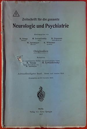 Bild des Verkufers fr Zeitschrift fr die gesamte Neurologie und Psychiatrie. 38. Band: erstes und zweites Heft. Karl Schaffer: ber normale und pathologische Hirnfurchung; etc. zum Verkauf von biblion2