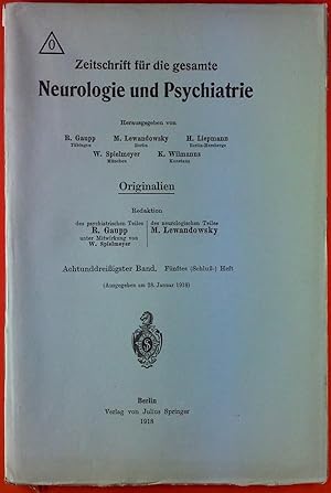 Bild des Verkufers fr Zeitschrift fr die gesamte Neurologie und Psychiatrie. 38. Band: Fnftes (Schlu-) Heft. Dr. Groekettler: ein durch psychogene Erkrankung vorgetuschter Hirntumor; etc. zum Verkauf von biblion2