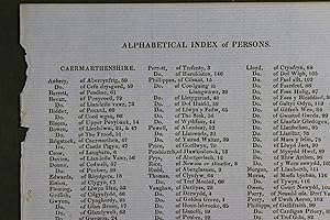 Alphabetical index of persons [+ places] [probably to the Pedigrees of Caermarthenshire. Cardigan...