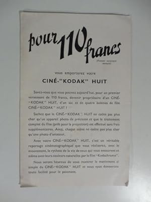 Pour 110 francs vous emporterez cine' Kodak Huit. Pieghevole pubblicitario