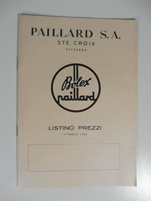 Paillard S.A., Svizzera. Bolex Paillard. Listino prezzi 1952
