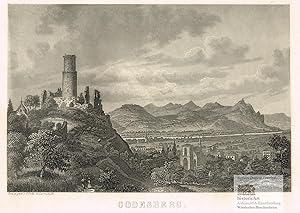 Image du vendeur pour Godesberg. Schne Ansicht von Alt-Godesberg und der Godesburg mit weitem Blick ber den Rhein ins Siebengebirge, Schloss Drachenburg, Drachenfels und Bad Honnef aus der halben Vogelschau. Original-Stahlstich von und nach Friedrich von Foltz um 1870 mis en vente par historicArt Antiquariat & Kunsthandlung