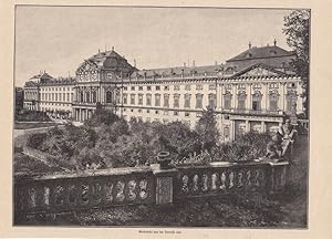 Residenzschloss Würzburg, Gartenleiste von der Terrasse aus, Franken, Holzstich um 1885, Blattgrö...
