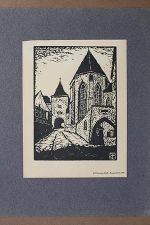 Kloster in Pappenheim, Mittelfranken, original Holzschnitt um 1820 von Carl Thiemann (1881 - 1966...