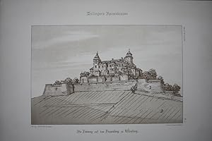 Die Festung auf dem Fauenberg bei Würzburg, Franken, großformatige Lithographie um 1895 aus C. Do...