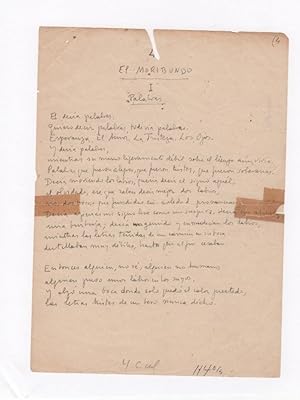 Manuscript poem: "El Moribundo: Palabras" Circa 1950