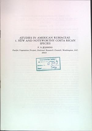 Bild des Verkufers fr Studies in American Rubiaceae 1. New and Noteworthy Costa Rican; zum Verkauf von books4less (Versandantiquariat Petra Gros GmbH & Co. KG)