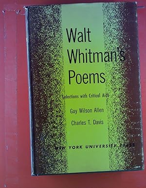 Bild des Verkufers fr Walt Whitman`s Poems. zum Verkauf von biblion2