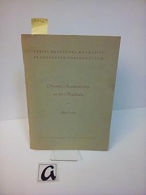 Imagen del vendedor de Neuntes Rundschreiben an die Mitglieder - April 1953. Zeitschrift. a la venta por AphorismA gGmbH