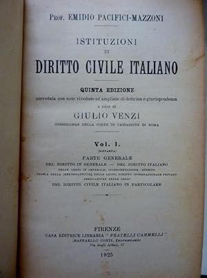 ISTITUZIONI DI DIRITTO CIVILE ITALIANO Quinta Edizione Vol. I PARTE GENERALE