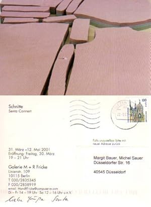 Schnitte. Galerie M + R Fricke, Berlin, 31. März - 12. Mai 2001. [Einladungskarte / Invitation Ca...