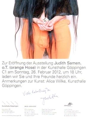 o.T. (orange Hose). Kunsthalle Göppingen, 26.02. - 29.04.2012. [Einladungskarte / Invitation Card].