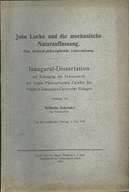 Seller image for John Locke und die mechanische Naturauffassung. Eine kritisch-philosophische Untersuchung. Phil. Diss. Erlangen. for sale by Antiquariat Axel Kurta