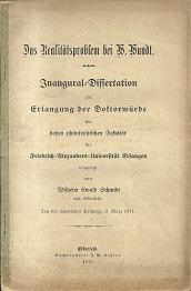 Imagen del vendedor de Das Realittsproblem bei W. Wundt. Phil. Diss. Erlangen. a la venta por Antiquariat Axel Kurta