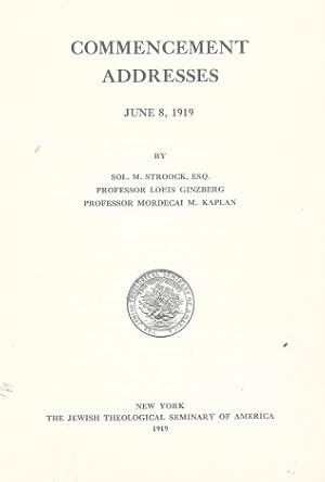 Bild des Verkufers fr COMMENCEMENT ADDRESSES, JUNE 8, 1919 zum Verkauf von Dan Wyman Books, LLC