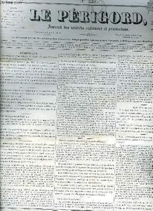 Seller image for LE PERIGORD JOURNAL DES INTERETS NATIONAUX ET PROVINCIAUX N227 1844 - Prigueux - lection de Savenay - un spulcre vibe lgende norvgienne - nouvelles de Goritz - voeux des conseils d'arrondissement (Nontron) - barrage mobile M.Thnard etc. for sale by Le-Livre