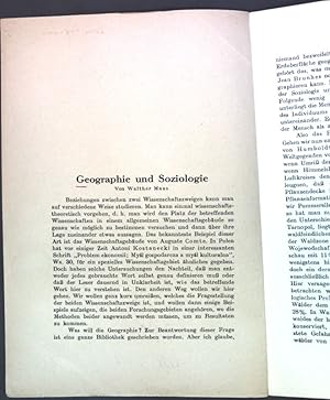 Bild des Verkufers fr Geographie und Soziologie; zum Verkauf von books4less (Versandantiquariat Petra Gros GmbH & Co. KG)