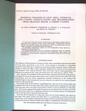 Immagine del venditore per Seasonal changes in Leaf Area, Stomatal and Canopy Conductances and Transpiration from Bracken below a Forest Canopy; venduto da books4less (Versandantiquariat Petra Gros GmbH & Co. KG)