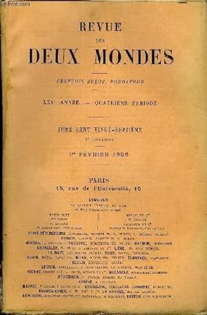Seller image for REVUE DES DEUX MONDES LXVe ANNEE N3 - I.  L ARMATURE, dernire partie, par M. Paul Hervieu.II.  TERRE D ESPAGNE.   I. SAINT-SBASTIEN.   LOYOLA.  BILRAO, par M. Ren Bazin.III.  LE MOUVEMENT CONOMIQUE, par M. Auguste Moireau. for sale by Le-Livre