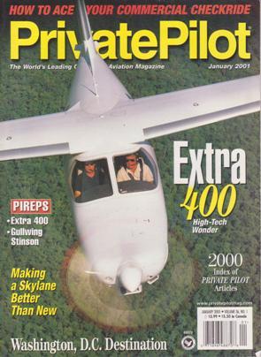Seller image for Private Pilot Magazine (January 2001, Volume 36, Number 1) for sale by Books on the Web