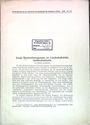 Imagen del vendedor de Junge Krustenbewegungen im Landschaftsbilde Sddeutschlands; a la venta por books4less (Versandantiquariat Petra Gros GmbH & Co. KG)